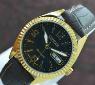 Vintage Citizen Gold Plated Day Date 21 Jewels Automatic Men ' s Wrist Watch 2