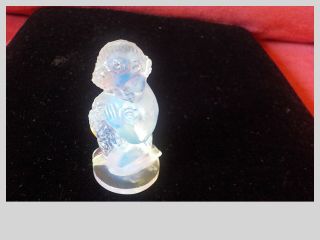 Vintage Sabino French Opalescent Art Glass Tiny Cherub Figure 1 7/8 " Signed Exc.