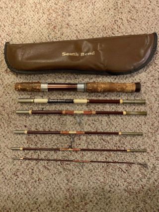 Vintage South Bend Pack Travel Spinning 6’ 8”,  6 Piece Rod With Travel Case