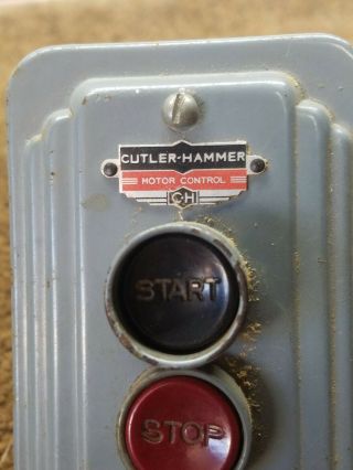 Cutler Hammer 1977078 - 1889259 Std Duty Push Button Switch Start/Stop Vtg 1940 2