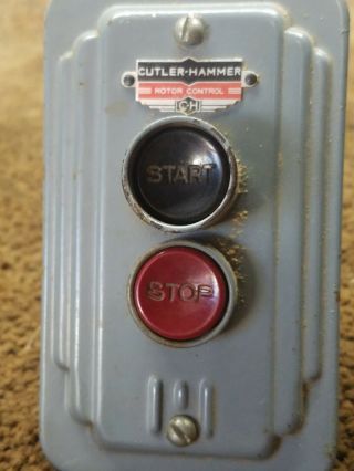 Cutler Hammer 1977078 - 1889259 Std Duty Push Button Switch Start/Stop Vtg 1940 3