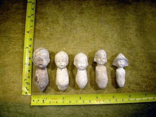 5 X Excavated Vintage Pipe Clay Doll Bodys Size 1.  1 - 2.  6 " Inch Age 1930 A 12025
