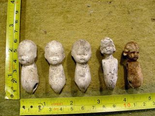 5 X Excavated Vintage Pipe Clay Doll Bodys Hertwig & Co Age 1930 Alterd A 12336