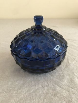 Indiana Glass,  Vintage Cobalt Blue Dish W/ Lid
