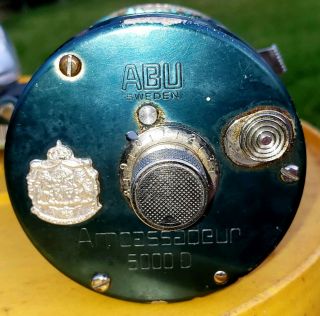 Vintage Abu Garcia 5000d Ambassadeur Reel Made In Sweden Green 5000 D 760903
