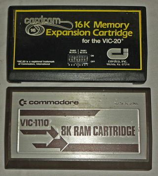 Cardco 16k Memory Expansion Cartridge For Commodore Vic - 20,  Vic - 1110 8k Ram