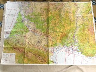 1990 Vintage Military Map Of France Bay Of Biscay Raf Pilots Chart