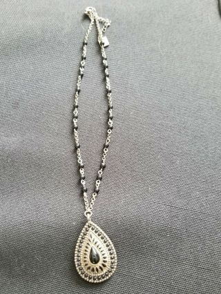 Vintage Sterling Silver Black Onyx Pendant Necklace German/native American?