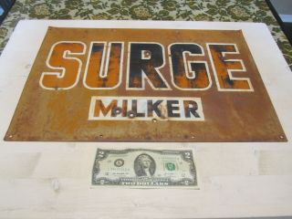 Vintage Surge Milker Tin Sign Farm Old A.  M.  D.  Co Authentic As Found Usa