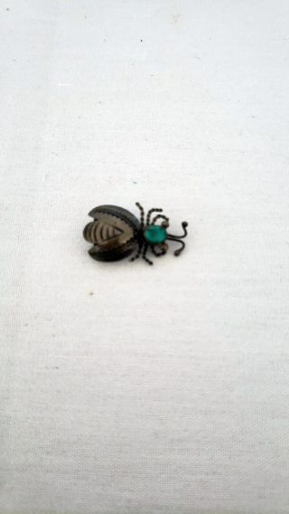 Vintage Sterling silver fly bee bug pin with Turquoise 3