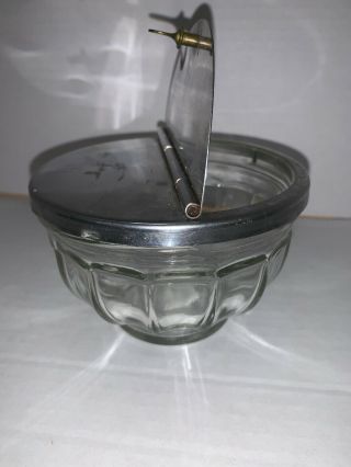 Vintage Clear Glass Sugar Bowl Gemco Stainless Steel Center Hinged Lid