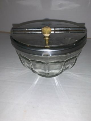 Vintage Clear Glass Sugar Bowl Gemco Stainless Steel Center Hinged Lid 2