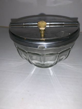 Vintage Clear Glass Sugar Bowl Gemco Stainless Steel Center Hinged Lid 3