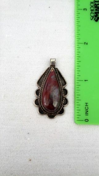 Vintage Red Felspar sterling silver pendant 2