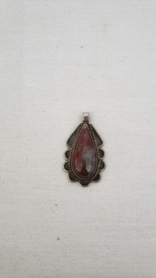 Vintage Red Felspar sterling silver pendant 4