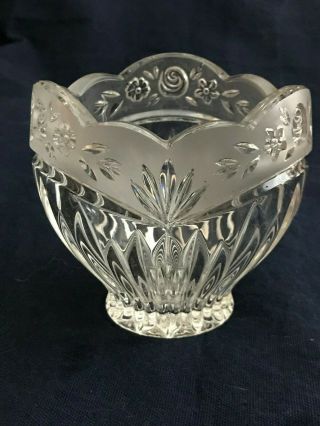 Vintage Mikasa Crystal Glass Rose Bowl Frosted Scalloped Floral Rim 4 " X 4 "