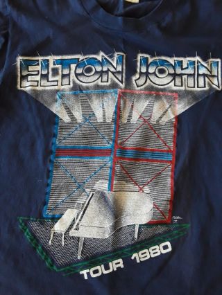 Vintage Tour 1980 Elton John Piano Concert Tshirt Size Large