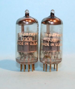 2x Amperex P.  Q.  Usa 7308 E88cc 6922 Vacuum Tubes With Strong Emissions