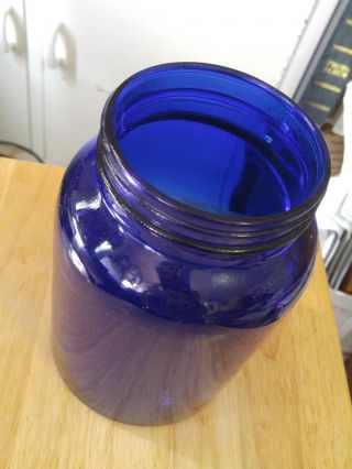 Vintage Large 8 Inch Cobalt Blue Noxema Jar - Barber Shop - No Lid