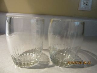 Vintage Anchor Hocking Clear Drinking Glasses Barrel Shaped - 4 " Tall