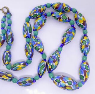 Vintage Matched Millefiori Glass Bead Necklace - Star Cane Murano Glass Beads