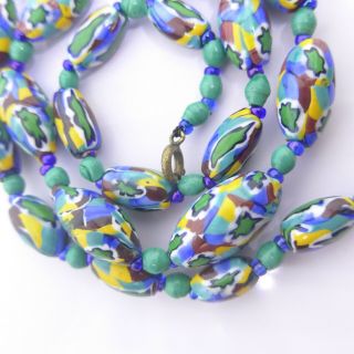 VINTAGE MATCHED MILLEFIORI GLASS BEAD NECKLACE - STAR CANE MURANO GLASS BEADS 3