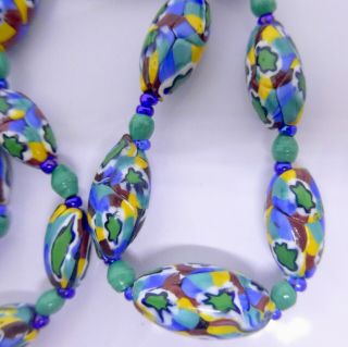 VINTAGE MATCHED MILLEFIORI GLASS BEAD NECKLACE - STAR CANE MURANO GLASS BEADS 4