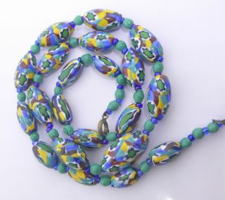 VINTAGE MATCHED MILLEFIORI GLASS BEAD NECKLACE - STAR CANE MURANO GLASS BEADS 5