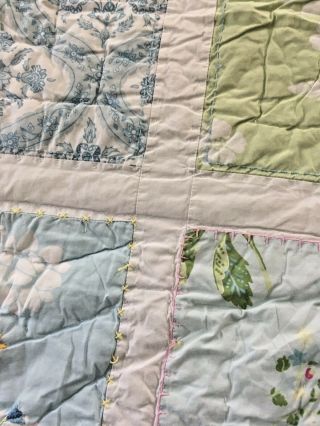 POTTERY BARN KIDS HAND CRAFTED & QUILTED VINTAGE APPLIQUE FLOWER POWER QUILT 2