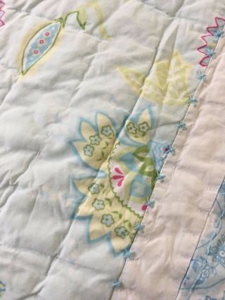 POTTERY BARN KIDS HAND CRAFTED & QUILTED VINTAGE APPLIQUE FLOWER POWER QUILT 4