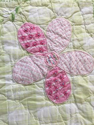 POTTERY BARN KIDS HAND CRAFTED & QUILTED VINTAGE APPLIQUE FLOWER POWER QUILT 5