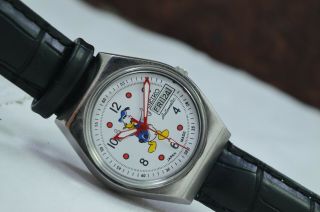 Vintage Seiko Donald Duck Day Date 17 Jewels 6309 Movement Wrist Watch 3