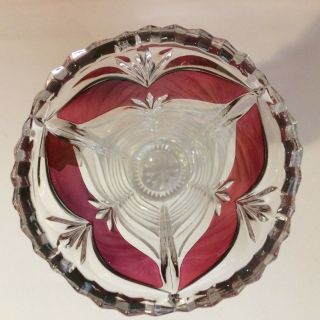 Vintage Anna Hutte Bleikristall Lead Crystal Vase Wing Motif with Ruby Flash 4