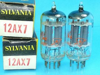 Sylvania 12ax7 Ecc83 Vacuum Tube Matched Pair Long Plate 1960s Sweet Tone