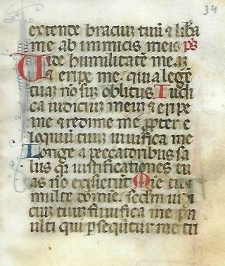 1 Leaf Illuminated Latin Book Of Hours Vellum Manuscript Dating To 15th Century
