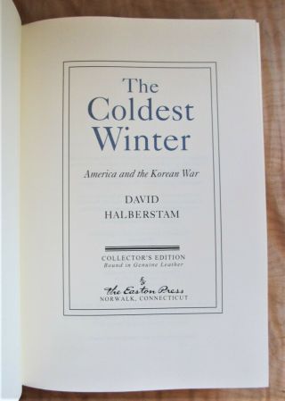 THE COLDEST WINTER by Halberstam,  Easton Press Collector ' s Edition © 2008 3