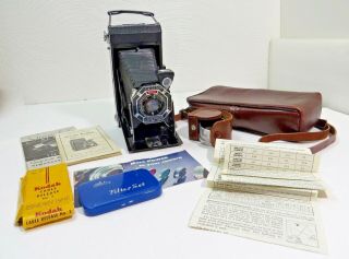 Vintage Kodak Six - 16 Doublet Lens Camera W/case And Accessories