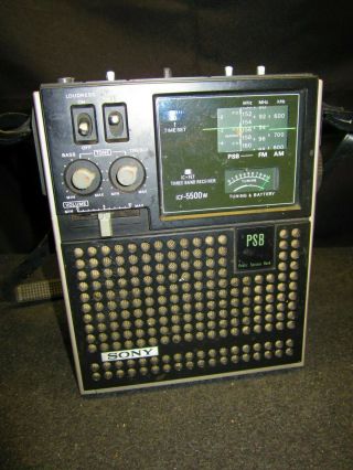 Vintage - Sony - Icf - 5500w - Portable 3 - Bands Am/fm/psb Radio -