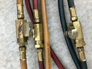 Vintage Brass JB Industries A/C Manifold Gauges Hoses USA Steampunk Repurpose 2 3