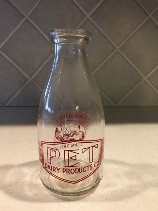 Vintage Pet Dairy Products Co Quart Painted Milk Bottle