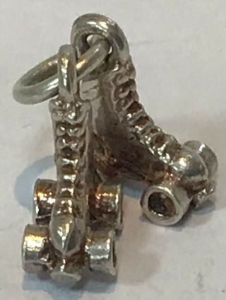 Vintage Silver Bracelet Charm Of A Detailed Roller Boots Skates
