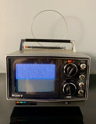 Vintage Sony 5 " Trinitron Kv - 5100 Portable Color Television Tv Econoquick