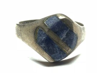 Vintage.  925 Sterling Silver Blue Lapis Ring - Signed “tl - 1?” - Patina - Size 7