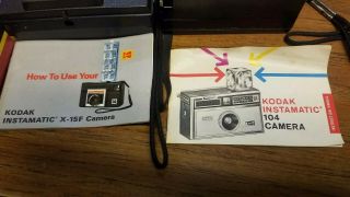 Vintage Kodak Instamatic X - 15F,  100,  104 & Imperial Cameras film and Flash Cubes 3