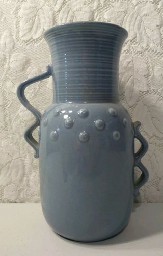 Red Wing Usa Pottery Blue Vase 1210 Pink/salmon Interior 10 " Vintage Handmade