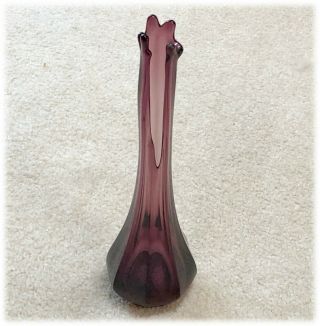 Vintage 1960s Viking Art Glass Stretch Swung Amethyst Paneled Vase 14.  5 " Mcm