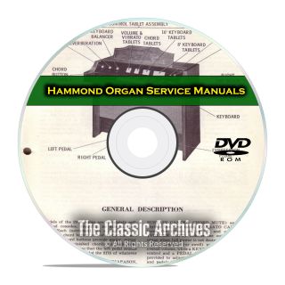 32 Service & Repair Manuals,  Hammond Organ,  Restoration,  Guide Books Dvd E41