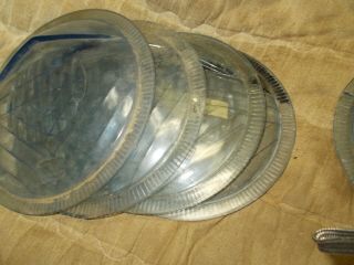 Vintage Headlight Lenses Violet Ray,  9 " Diameter Blue Tint W/ Visor Pair,