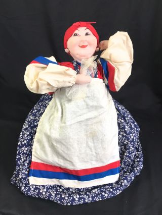 Vintage Large Minty Russian Tea Cosy Doll And Colorful