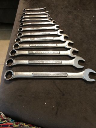 Craftsman Vintage 12 Piece Combination Sae Wrench Set 12 - Point Made In Usa.